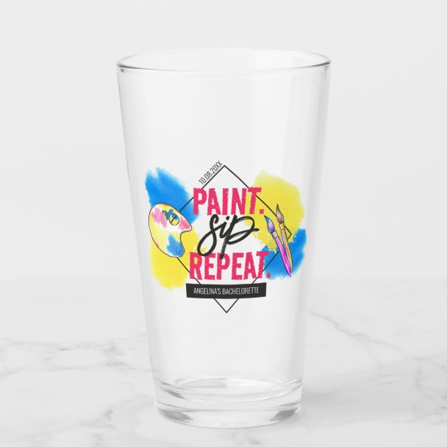 Bachelorette Paint and Sip Thank you Party Favour Glass (Front)