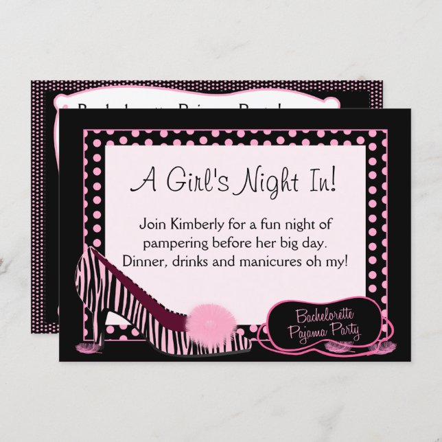 Bachelorette Pajama Party Invitation (Front/Back)
