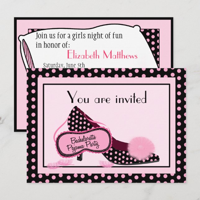 Bachelorette Pajama Party Invitation (Front/Back)