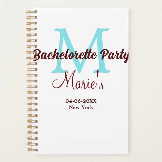 bachelorette parti monogramme ajouter nom date pla (Devant)
