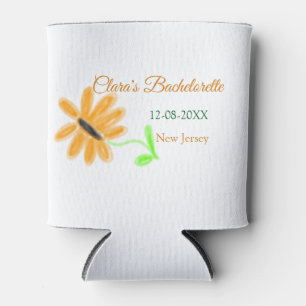 Bachelorette party add name date place sunflower  can cooler