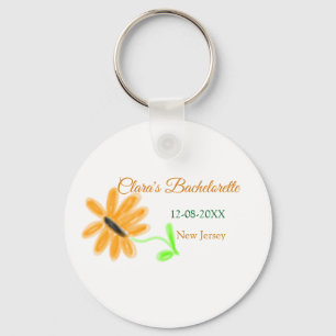 Bachelorette party add name date place sunflower  keychain
