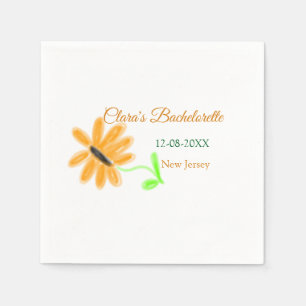 Bachelorette party add name date place sunflower  napkin