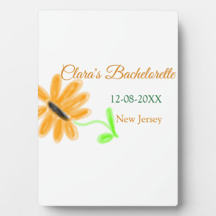Bachelorette party add name date place sunflower  plaque