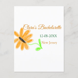 Bachelorette party add name date place sunflower postcard