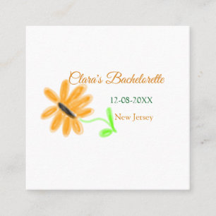 Bachelorette party add name date place sunflower  square business card