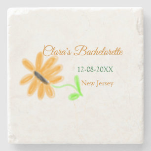 Bachelorette party add name date place sunflower  stone coaster