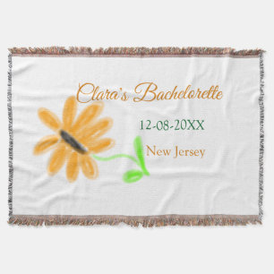 Bachelorette party add name date place sunflower  throw blanket