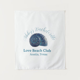 Bachelorette party beach club blue sea shell name tapestry