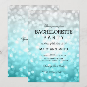 Bachelorette Party Beach Ombre Glitter Lights Invitation