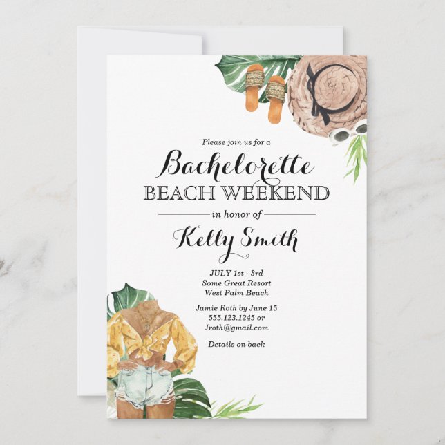 Bachelorette Party Beach Weekend Itinerary Invitation (Front)