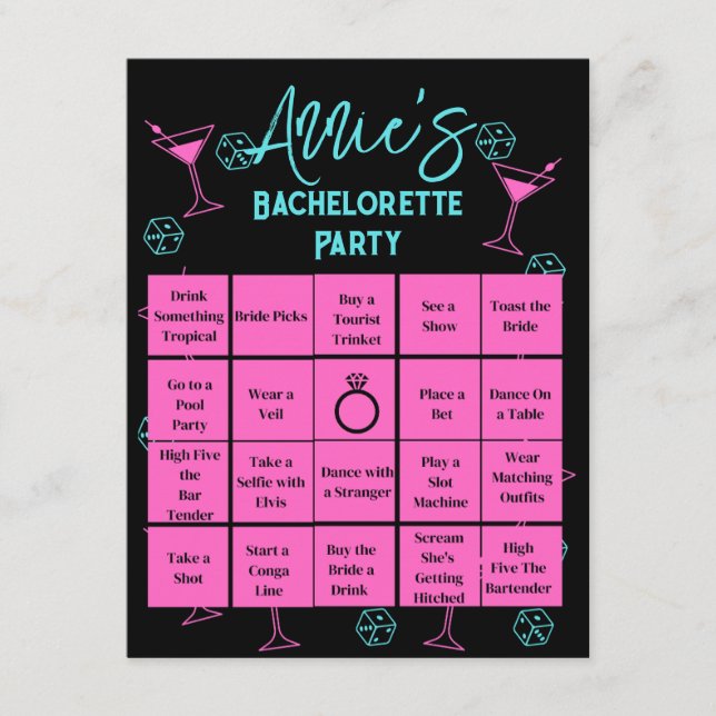Bachelorette Party Bingo Las Vegas Enclosure Card (Front)