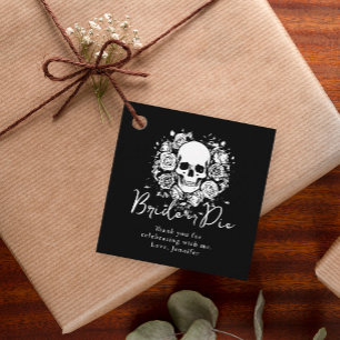 Bachelorette Party Black Skull Floral Thank You Favour Tags