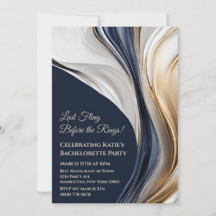Bachelorette Party-Blue White and Gold- Invitation