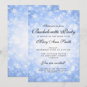 Bachelorette Party Blue Winter Wonderland Invitation