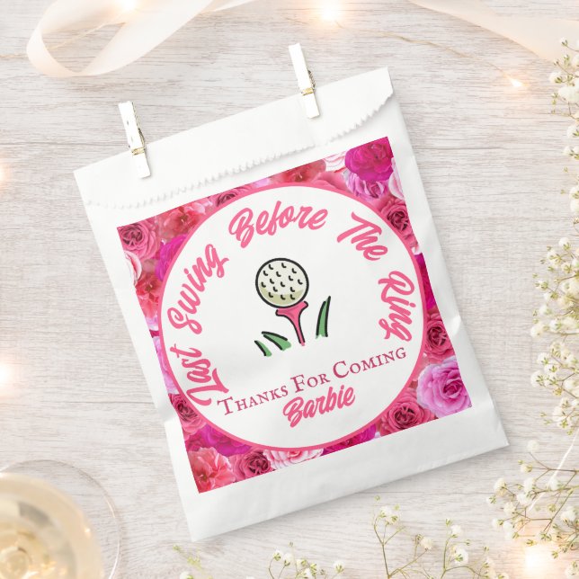 Bachelorette Party Bridal Shower Golf Pink Floral Favour Bag (Clipped)
