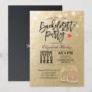 Bachelorette Party Bridal Shower Mason Jar Lights Invitation