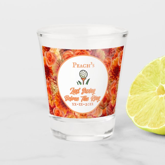 Bachelorette Party, Bridal Shower Peach Orange Shot Glass (Front)