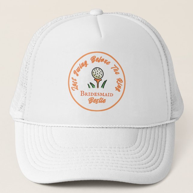 Bachelorette Party, Bridal Shower Peach Orange Trucker Hat (Front)