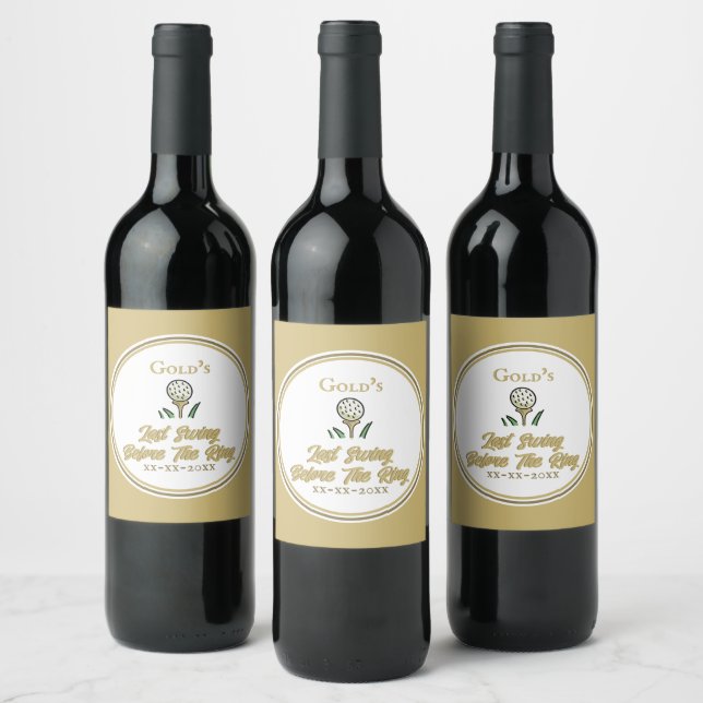 Bachelorette Party, Bridal Shower White gold Wine Label (Bottles)