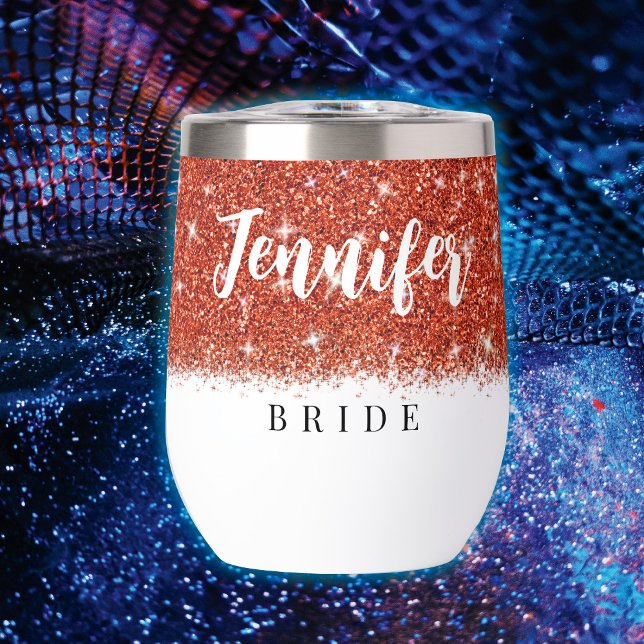 Bachelorette party Bride Red Glitter Wine Tumbler (Creator Uploaded)