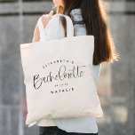 Bachelorette Party Bridesmaid Calligraphy Wedding Tote Bag<br><div class="desc">Bachelorette Party Bridesmaid Calligraphy Wedding Tote Bag features fun and pretty calligraphy,  along with the event date and personalized name. This makes a perfect gift for a bachelorette party - fill it with fun!</div>