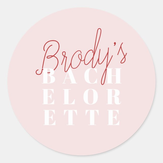 Bachelorette Party - Brody Classic Round Sticker (Front)
