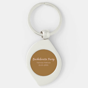 BACHELORETTE PARTY BROWN PINK NAME BRIDESMAID MAID KEYCHAIN