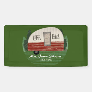 Bachelorette Party Camper Mountains Weekend Green Banner