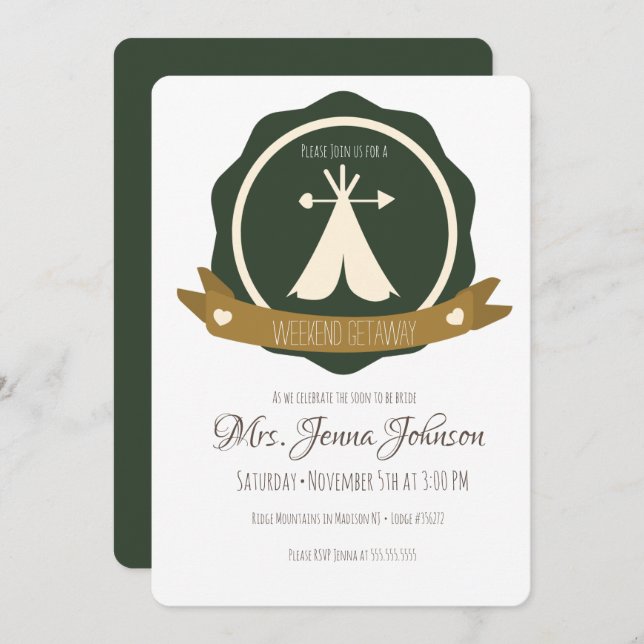 Bachelorette Party Camping Weekend Tent Badge Invitation (Front/Back)