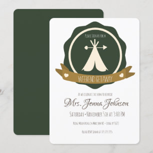 Bachelorette Party Camping Weekend Tent Badge Invitation