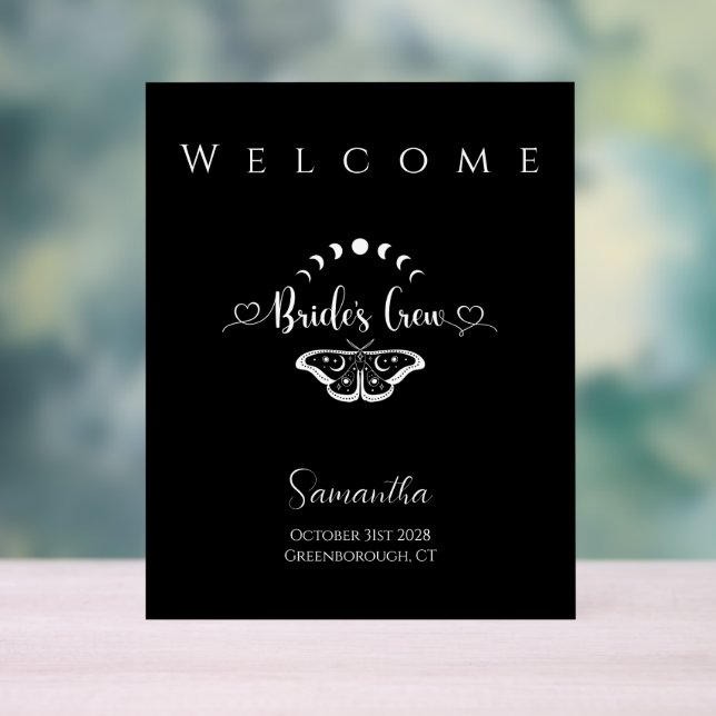 Bachelorette party celestial gothic Welcome Acrylic Sign (Neutral)