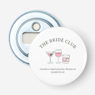 Bachelorette Party Cocktail Social Club Pink Green Bottle Opener