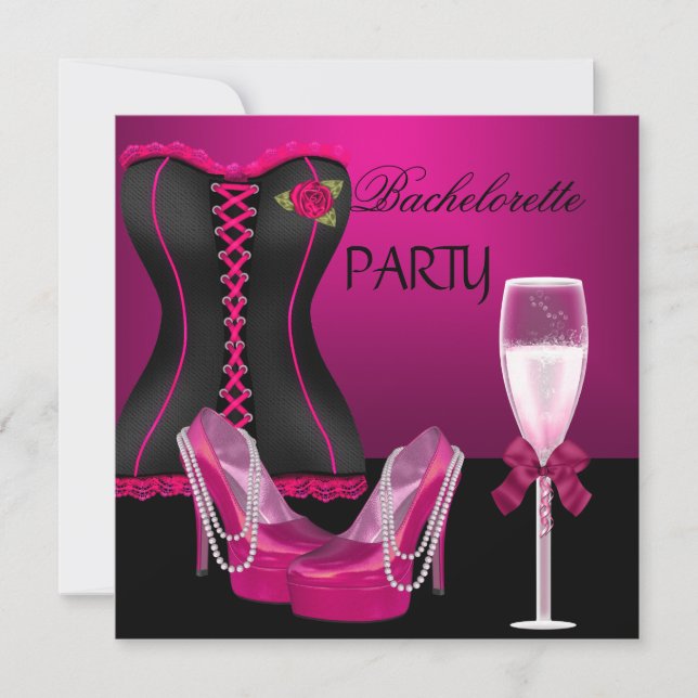Bachelorette Party Corset Pink Shoes Hi Heels Invitation (Front)