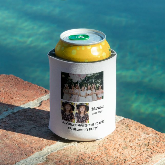 Bachelorette Party custom 3 Photo Collage   Can Cooler (In Situ Pool)