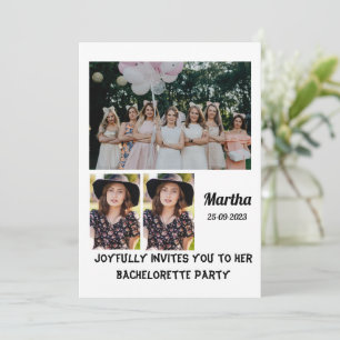 Bachelorette Party custom 3 Photo Collage Invitation