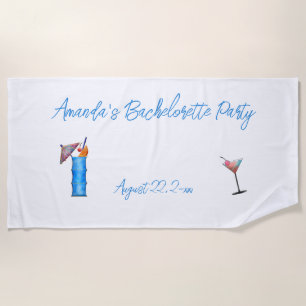 Bachelorette Party Dated Tropical Cocktails Beach Towel