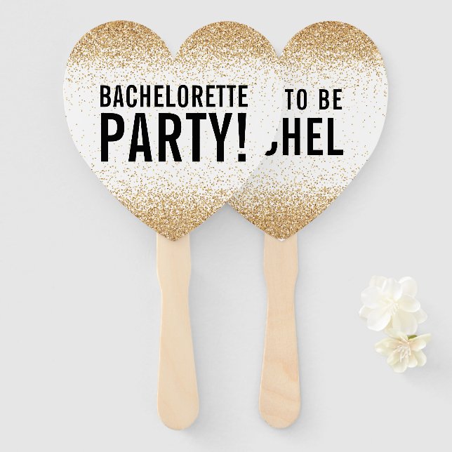 BACHELORETTE PARTY DECOR modern minimal glitter Hand Fan (Front and Back)