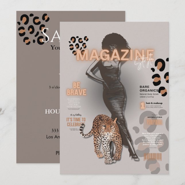 Bachelorette party fashion diva magazine  invitation (Front/Back)