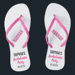 Bachelorette Party Favour Modern Typography Flip Flops<br><div class="desc">These modern typography flip flops are a perfect simple thank you favour for any bride who is having a bachelerotte party during the summer or at the beach!  Personalize with the bride's name,  the name of your bridesmaid/friend,  and bachelorette party date.</div>