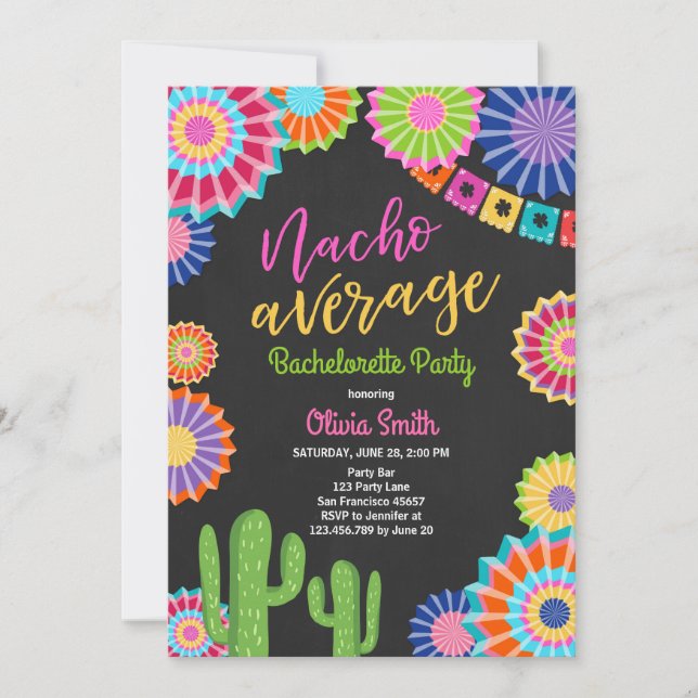 Bachelorette party Fiesta Invitation Nacho Average (Front)