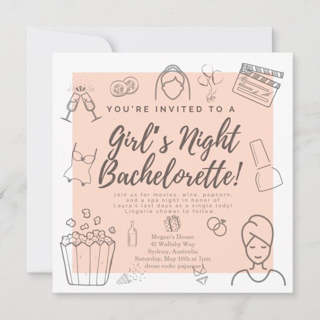 Bachelorette Party Filles Invitation à la douche n (Devant)