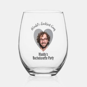 Bachelorette Party Fun Personalized Groom Face  Stemless Wine Glass