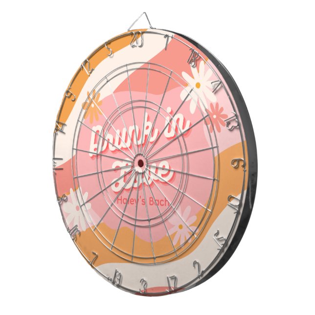Bachelorette Party Game Retro Pink Drunk in Love  Dartboard (Front Right)