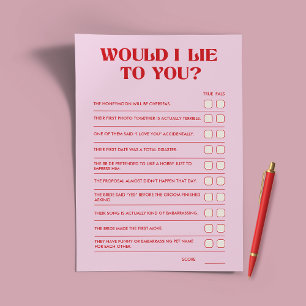 Bachelorette Party Games Would I Lie To You Flyer