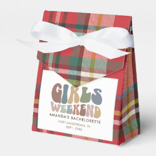 Bachelorette Party Girls Weekend Plaid 70s Retro Favor Box