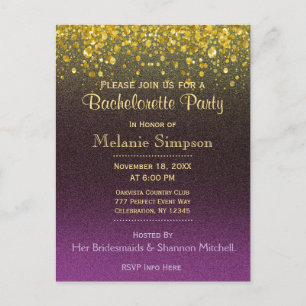 Bachelorette Party   Gold and Purple Card