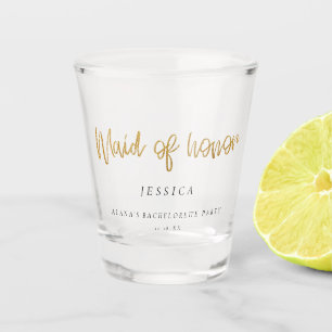 Bachelorette Party Gold Glitter Maid Of Honour Shot Glass