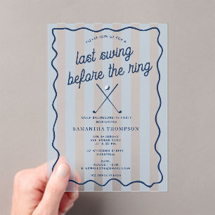 Bachelorette Party Golf Bach Retro Stripes Acrylic Invitations