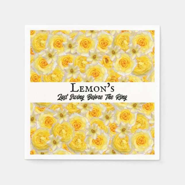 Bachelorette Party Golf Bridal Shower Lemon Yellow Napkin (Front)